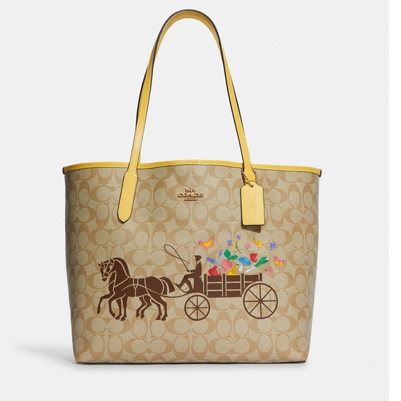 COACH City Tote In Signature Canvas With Horse And Carriage - Picture 2 of 5